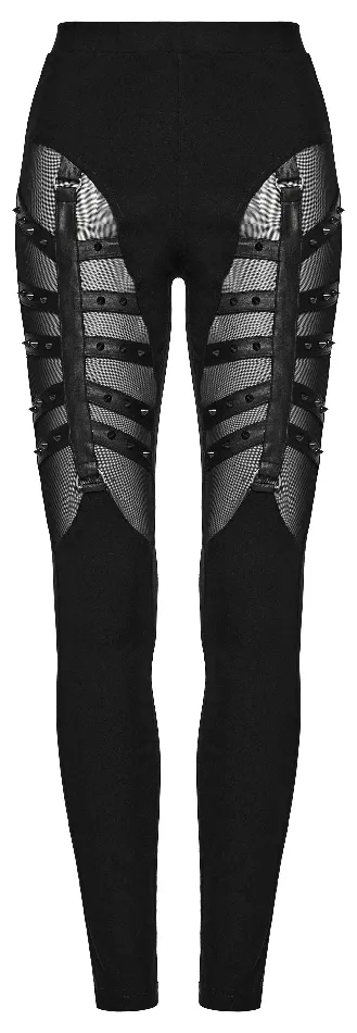 Punkinspired Studded Black Mesh Panel Leggings EVEs SECRETS Anal