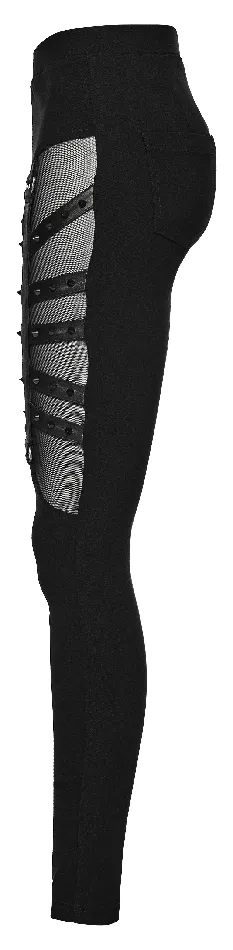 Punkinspired Studded Black Mesh Panel Leggings EVEs SECRETS Anal