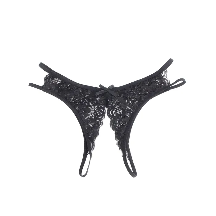 Anal FRISKY BUSINESS SG Panties Black Sexy Open Crotch Lace Bow Ladies Underwear