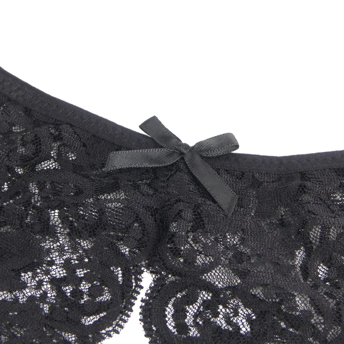 Anal FRISKY BUSINESS SG Panties Black Sexy Open Crotch Lace Bow Ladies Underwear