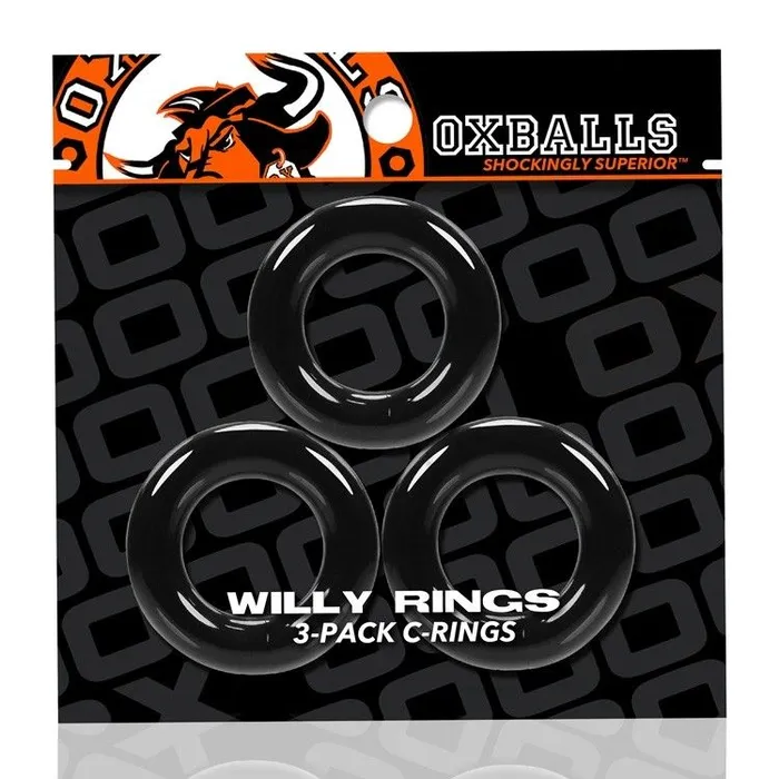 Dildos Oxballs Oxballs Willy Rings 3 Pack Cock Rings Black