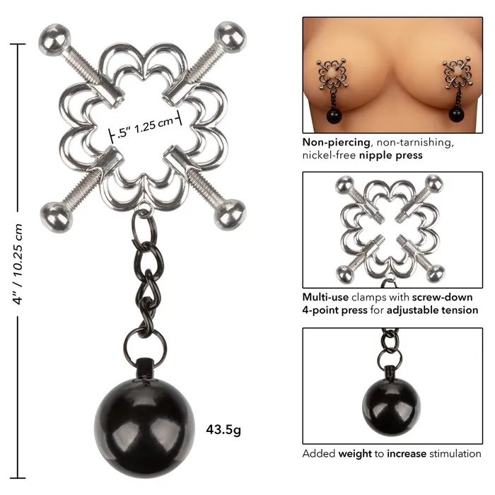 Female Sex Toys CalExotics Nipple Grips 4Point Weighted Nipple Press