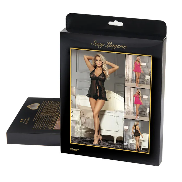 Hosiery Babydoll 2 Pcs Sheer Mesh Halter Lingerie FRISKY BUSINESS SG