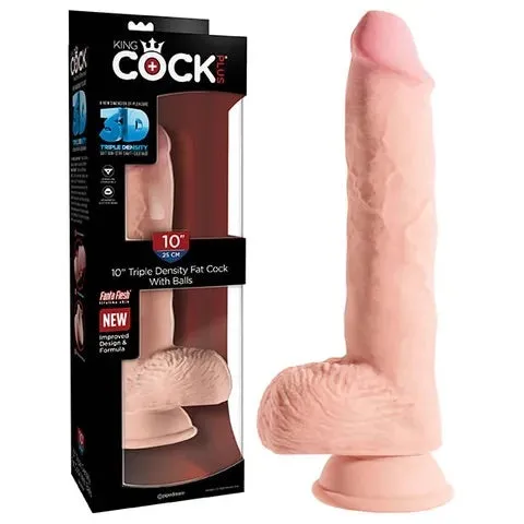 King Cock Dildos King Cock 10 3D Triple Density Fat Cock With Balls