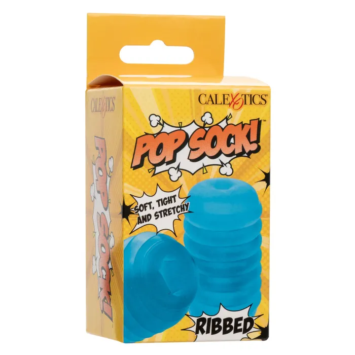 Male Sex Toys CalExotics Pop Sock Ribbed Pocket Stroker Blue