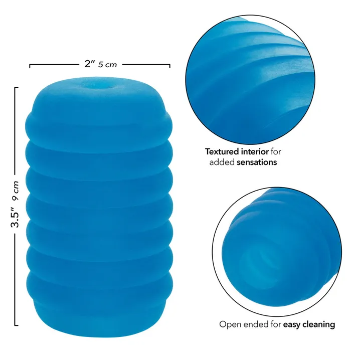 Male Sex Toys CalExotics Pop Sock Ribbed Pocket Stroker Blue