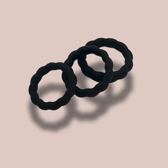 Male Sex Toys House of Chastity Black Silicone Cock Ring Set