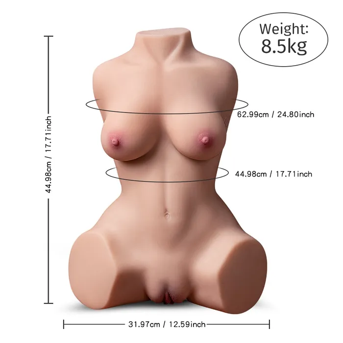 Male Sex Toys nastnova Nina 1874lb Small Boobs Sex Doll Torso with Sucking Vibration