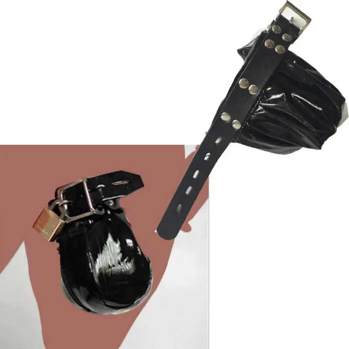 Restraints BallbustingToyscom Mens Shiny Black Patent Leather Lockable Chastity Bag Restraints BallbustingToyscom Mens Shiny Black Patent Leather Lockable Chastity Bag