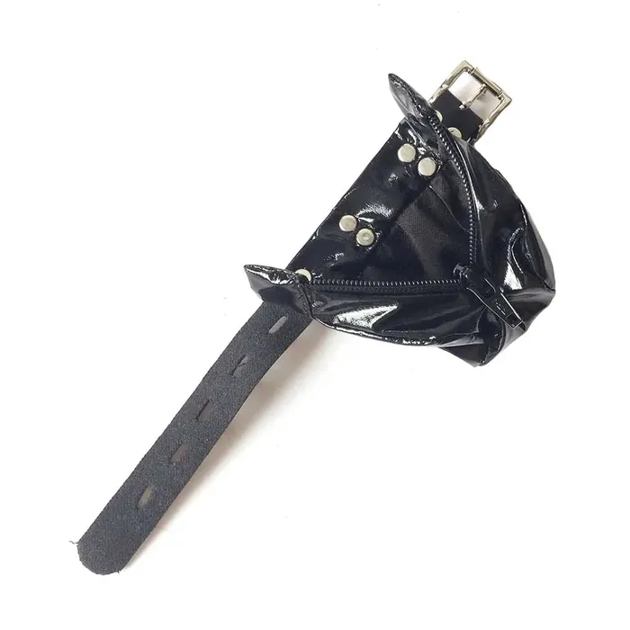 Restraints BallbustingToyscom Mens Shiny Black Patent Leather Lockable Chastity Bag