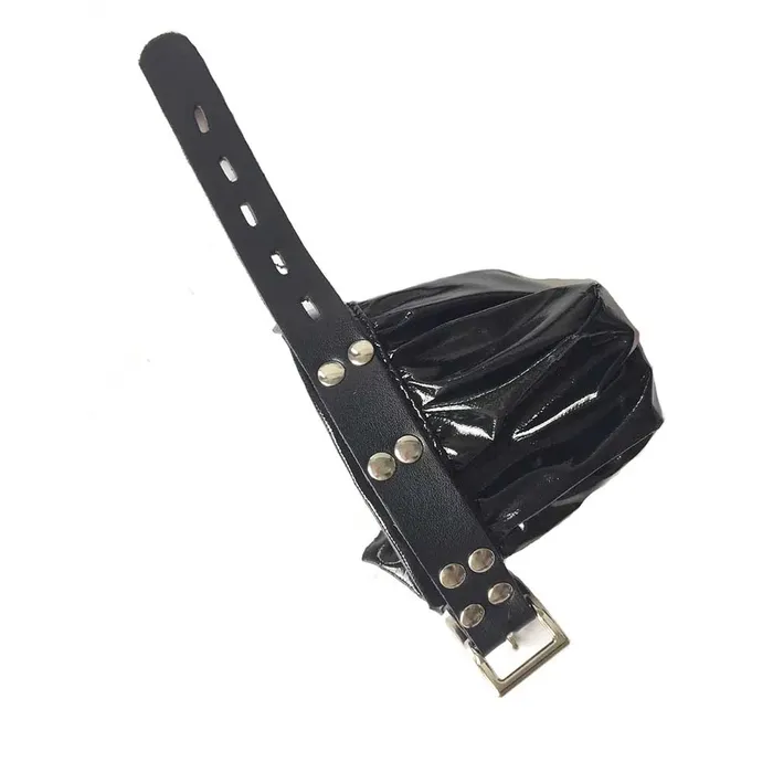 Restraints BallbustingToyscom Mens Shiny Black Patent Leather Lockable Chastity Bag