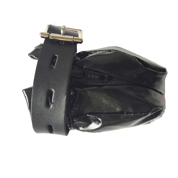 Restraints BallbustingToyscom Mens Shiny Black Patent Leather Lockable Chastity Bag