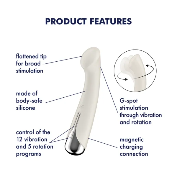 Satisfyer Spinning GSpot 1 Rechargeable Rotating Vibrator Beige Windsor Wholesale Vibrators