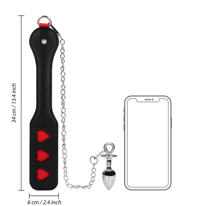 SHOTS Hearts Paddle with Metal Anal Plug SHOTS Male Sex Toys