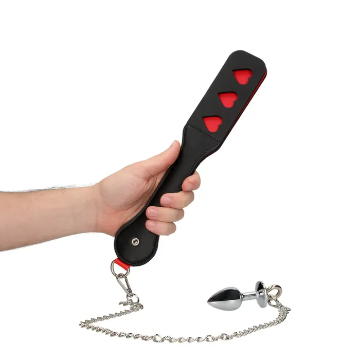 SHOTS Hearts Paddle with Metal Anal Plug SHOTS Male Sex Toys