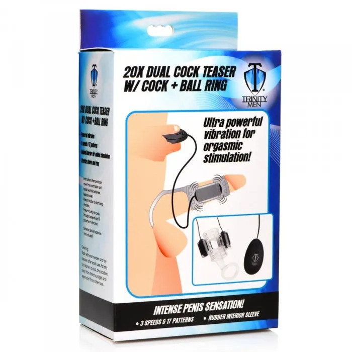 Trinity Men 20X Dual Cock Teaser w Cock Ball Ring XR Brands Male Sex Toys