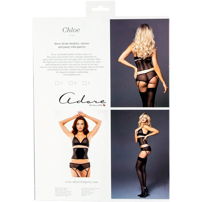 Allure Anal Allure Adore Chloe Sheer Desire 3 Piece Set Black Small