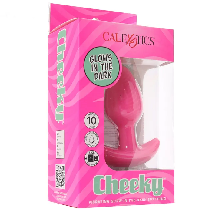 Anal Cheeky GlowInTheDark Vibrating Butt Plug in Pink CalExotics