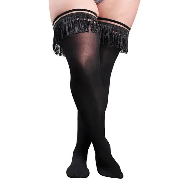 Anal Kixies Kixies Keila Semi Opaque Fringe Thigh High Black D