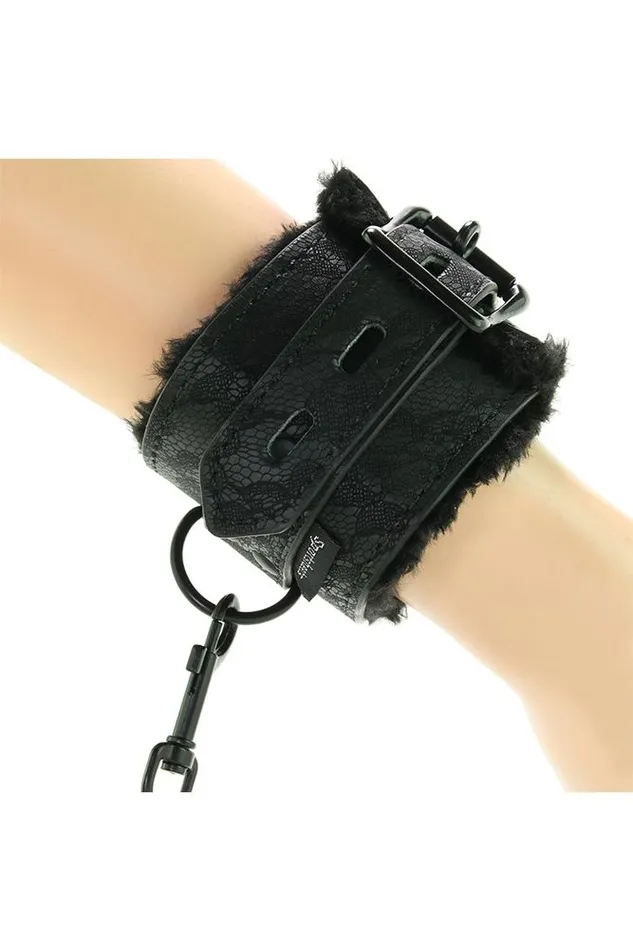 Anal Sincerely Fur Lined Lace Handcuffs in Black Sportsheets Anal Sincerely Fur Lined Lace Handcuffs in Black Sportsheets