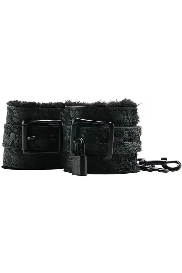 Anal Sincerely Fur Lined Lace Handcuffs in Black Sportsheets Anal Sincerely Fur Lined Lace Handcuffs in Black Sportsheets