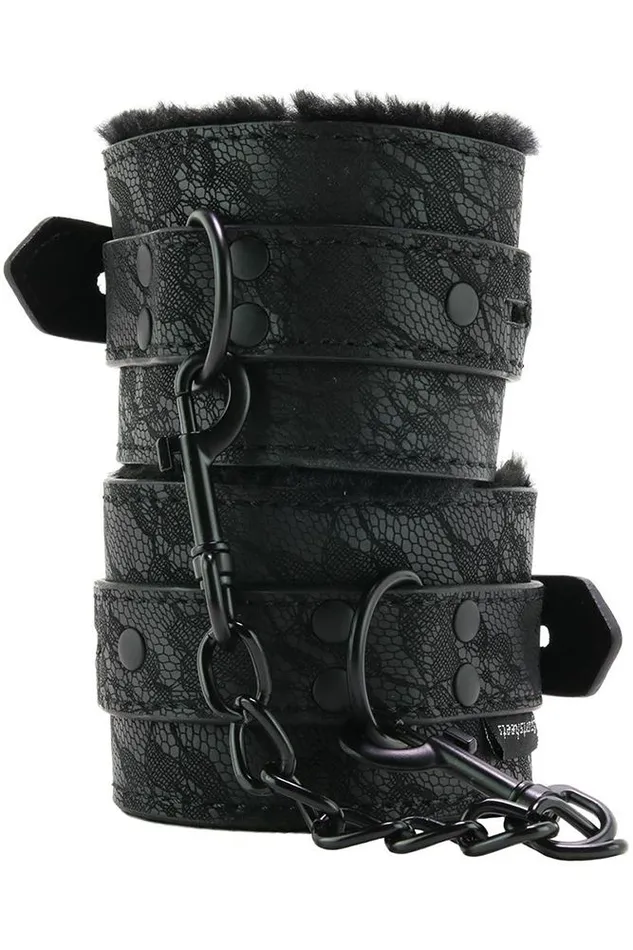 Anal Sincerely Fur Lined Lace Handcuffs in Black Sportsheets Anal Sincerely Fur Lined Lace Handcuffs in Black Sportsheets