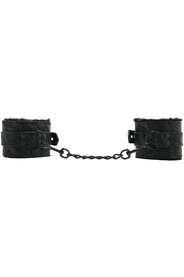 Anal Sincerely Fur Lined Lace Handcuffs in Black Sportsheets Anal Sincerely Fur Lined Lace Handcuffs in Black Sportsheets