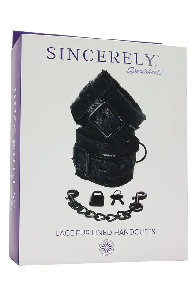 Anal Sincerely Fur Lined Lace Handcuffs in Black Sportsheets Anal Sincerely Fur Lined Lace Handcuffs in Black Sportsheets