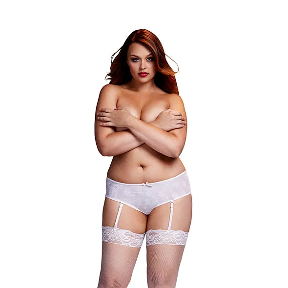 Baci Baci White Rose Open Crotch Boyshort Panty XL Female Sex Toys
