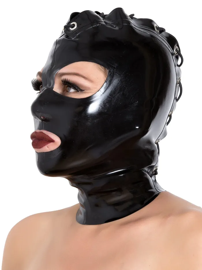 Black Latex LaceUp Hood HonourSkintwocom Anal