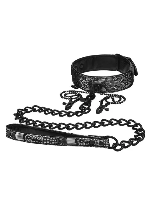 Collar With Leash And Nipple Clamps Steamy Shades Male Sex Toys