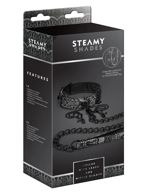 Collar With Leash And Nipple Clamps Steamy Shades Male Sex Toys