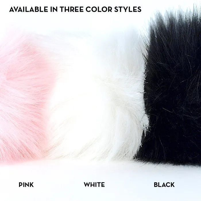 Crystal Delights Black Magnetic Faux Fur Bunny Tail Anal