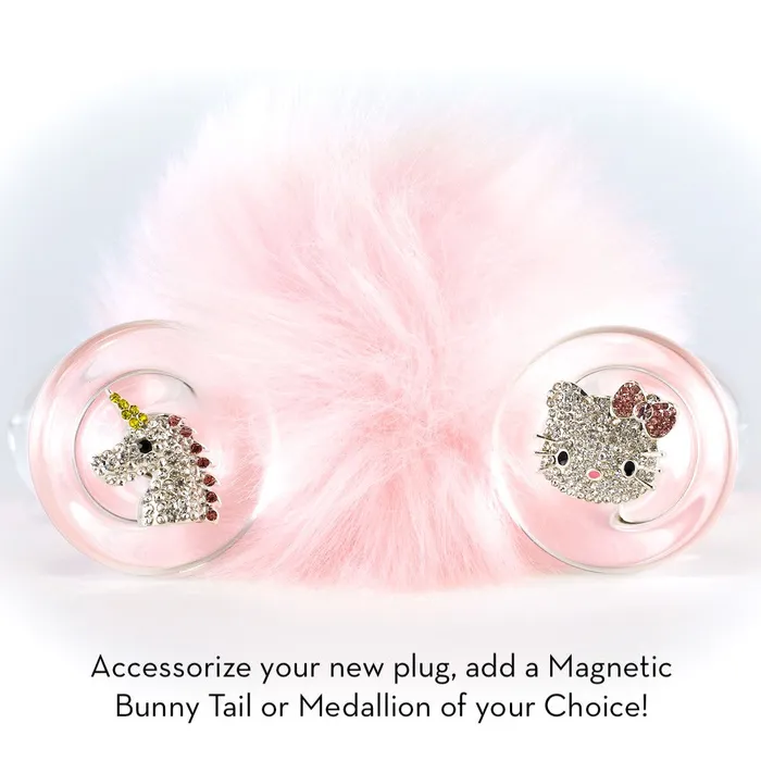 Crystal Delights Black Magnetic Faux Fur Bunny Tail Anal