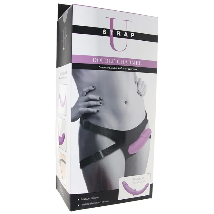Dildos XR Brands Strap U Double Charmer Double Dildo and Harness Dildos XR Brands Strap U Double Charmer Double Dildo and Harness