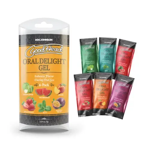 Enhancers Doc Johnson GoodHead Oral Delight Gel MultiFlavor 6Pack 024 oz