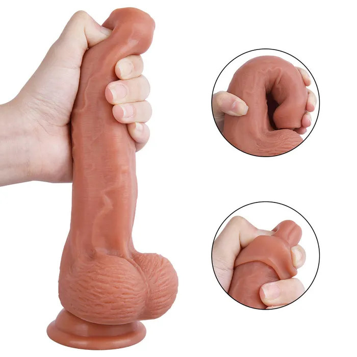 Female Sex Toys Modi B68 Flipable Foreskin Realistic Dual Density Liquid Silicone Uncut Dildo with Balls 83 Inch