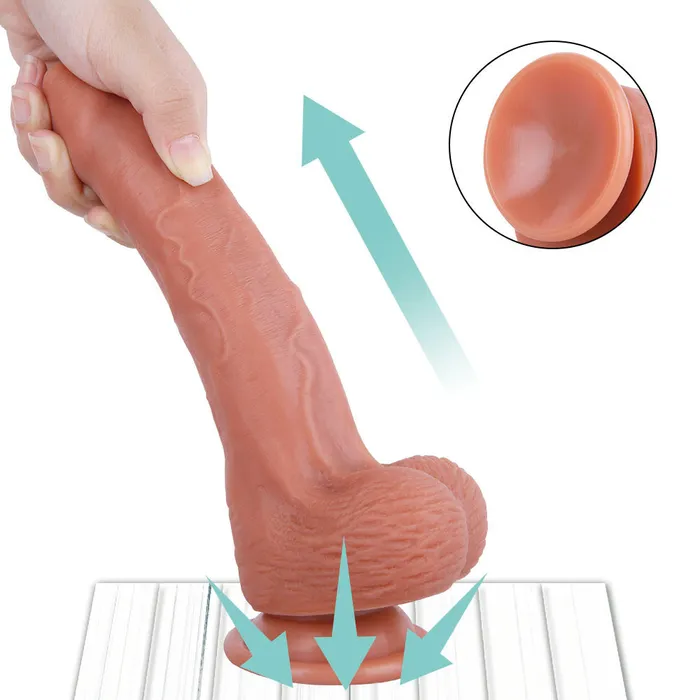 Female Sex Toys Modi B68 Flipable Foreskin Realistic Dual Density Liquid Silicone Uncut Dildo with Balls 83 Inch