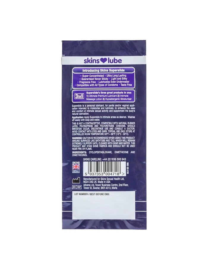 Female Sex Toys Skins Super Slide Silicone Lubricant 5ml Foil HonourSkintwocom Female Sex Toys Skins Super Slide Silicone Lubricant 5ml Foil HonourSkintwocom
