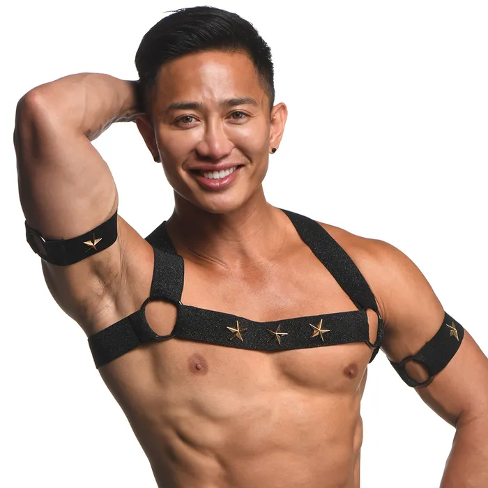 Female Sex Toys XR Brands Master Series Rave Harness Elastic Chest Harness XL