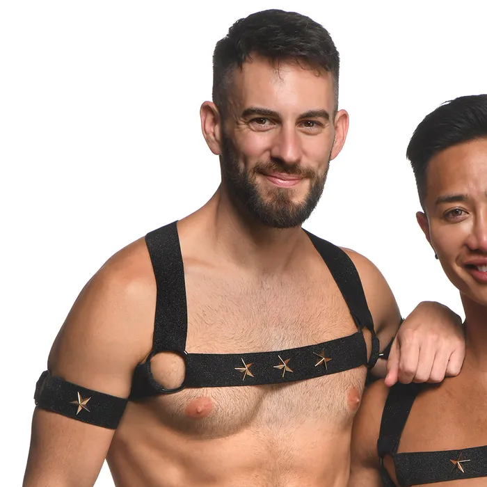 Female Sex Toys XR Brands Master Series Rave Harness Elastic Chest Harness XL