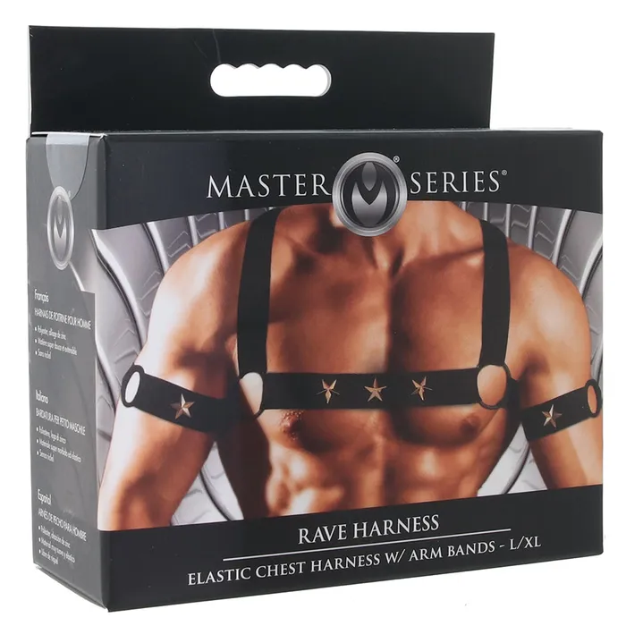 Female Sex Toys XR Brands Master Series Rave Harness Elastic Chest Harness XL
