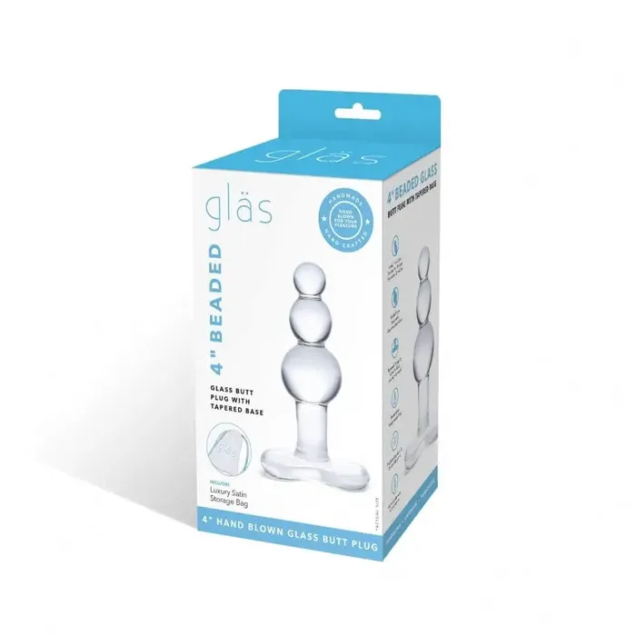 glas Anal Glas 4 Beaded Glass Butt Plug W Tapered Base 