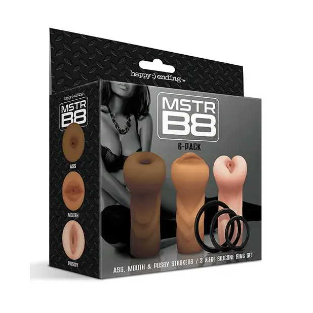 Happy Ending Mstr B8 Six Pack Ass Mouth Pussy Stroker with 3 Rings Global Novelties LLC Male Sex Toys Happy Ending Mstr B8 Six Pack Ass Mouth Pussy Stroker with 3 Rings Global Novelties LLC Male Sex Toys