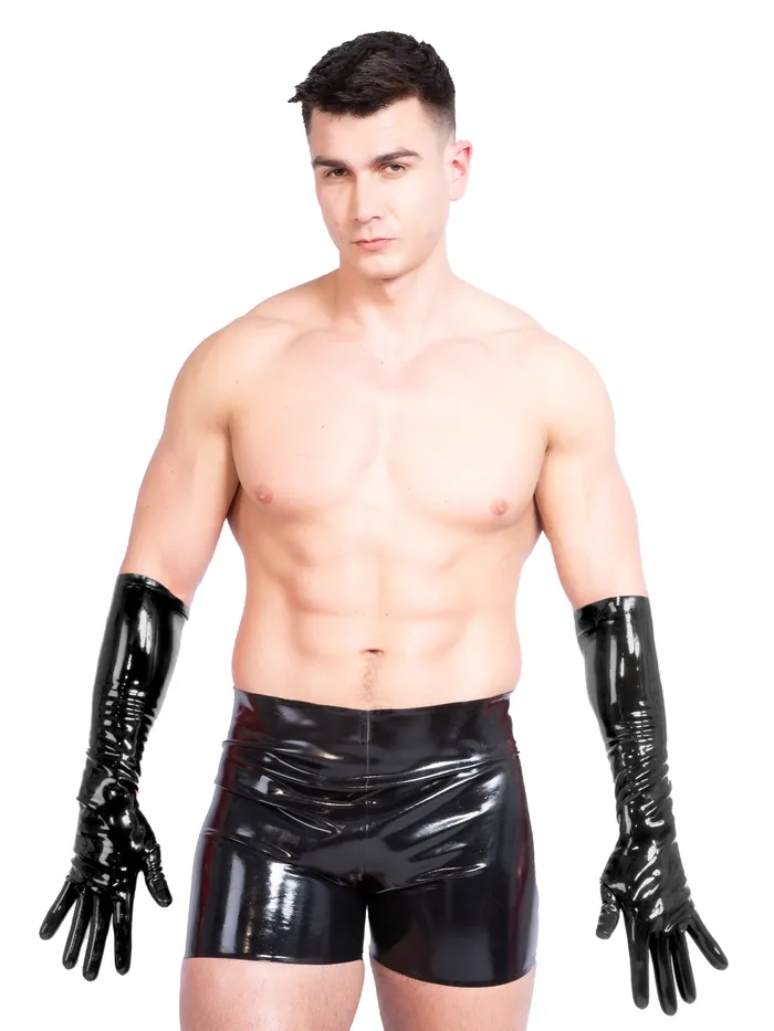 HonourSkintwocom Female Sex Toys Mens Seamless Elbow Length Latex Gloves in Red