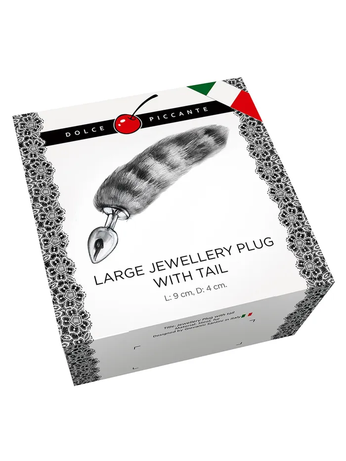 HonourSkintwocom Large Butt Plug Silver Stripe Tail Anal HonourSkintwocom Large Butt Plug Silver Stripe Tail Anal