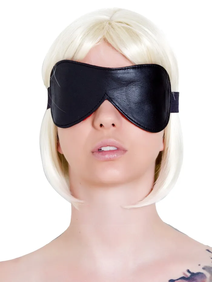 HonourSkintwocom Leather Blindfold With Red Fur Lining One Size Restraints
