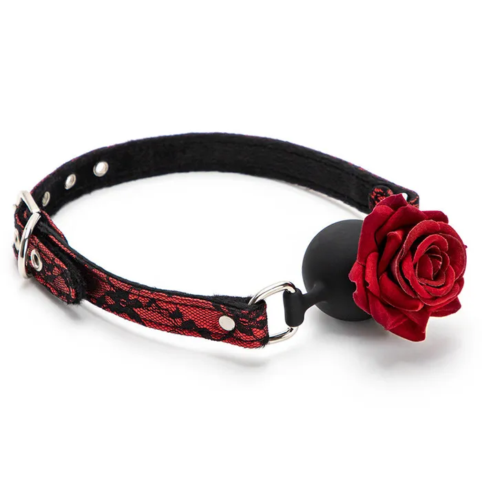 HonourSkintwocom Male Sex Toys Rose Gag Breathable silicone ball with buckle HonourSkintwocom Male Sex Toys Rose Gag Breathable silicone ball with buckle