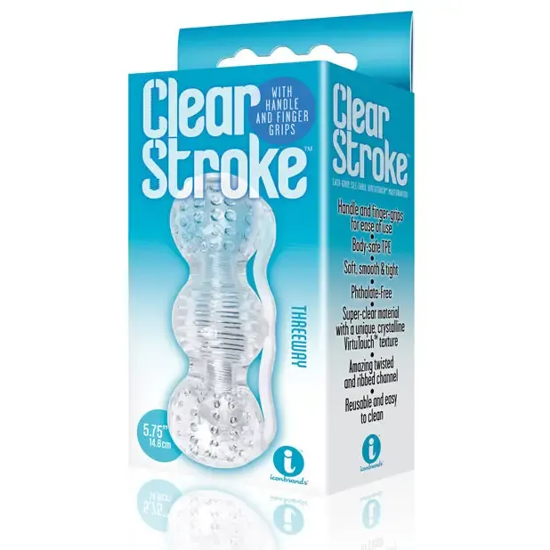 Icon Brands INC Male Sex Toys The 9s Clear Stroke Threeway Masturbator Icon Brands INC Male Sex Toys The 9s Clear Stroke Threeway Masturbator