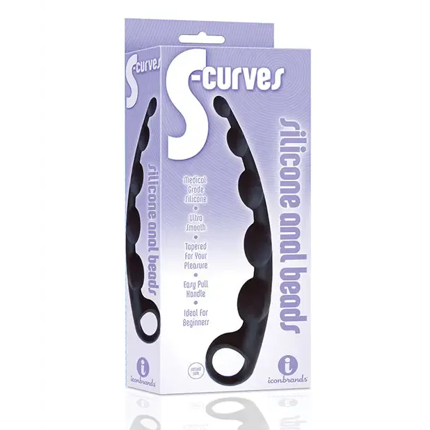 Icon Brands INC Male Sex Toys The 9s SCurved Silicone Anal Beads